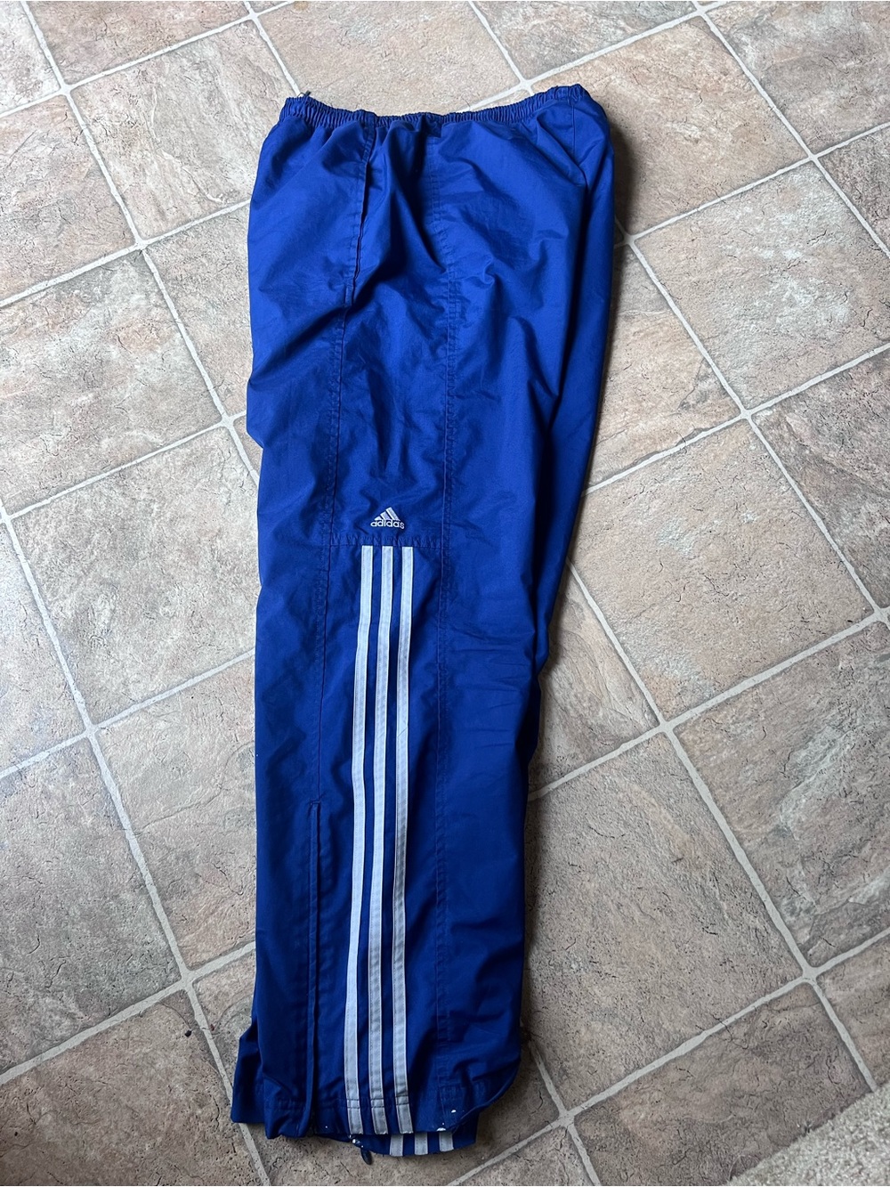 Vintage Adidas Blue Track Pants with White 3-Stripes
